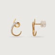 Ethereal Curves 14 Kt Gold & Diamond Hoop Earrings,,hi-res view 4