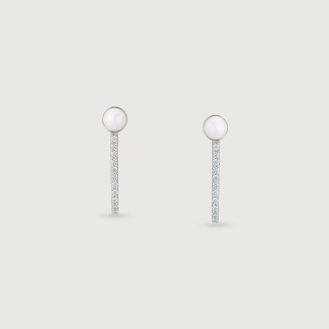 Glow Line Silver Hoop Earrings,,hi-res image number null