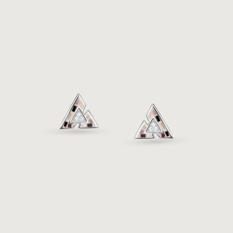 Artful Mosaic Silver Stud Earrings