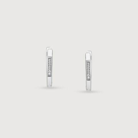 Sleek Angular Silver Hoop Earrings
