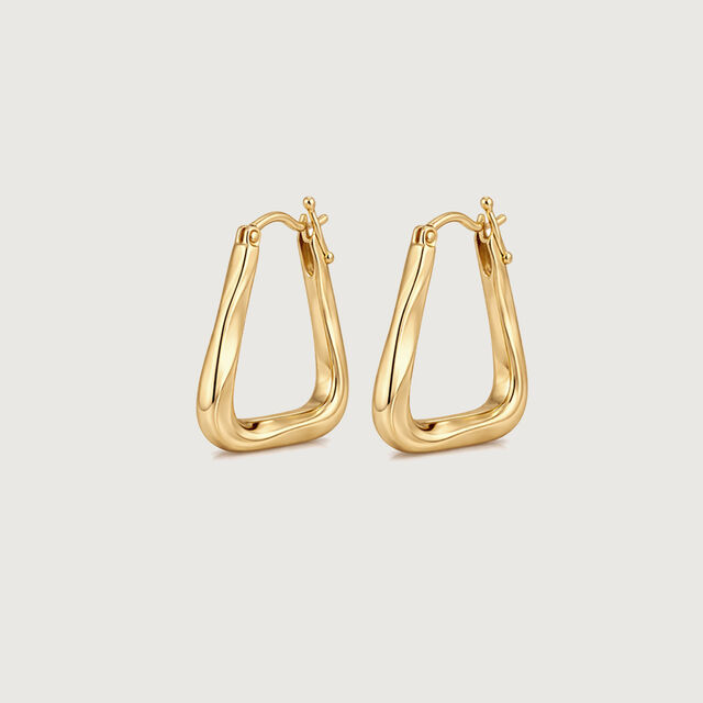 Sculpted Triangle Gold Hoop Earrings,,hi-res image number null