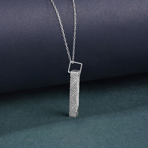 Geometric Pattern Silver Pendant