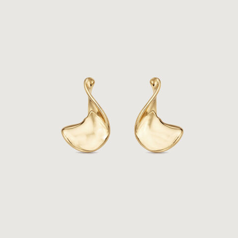 Fluid Curve Gold Stud Earrings