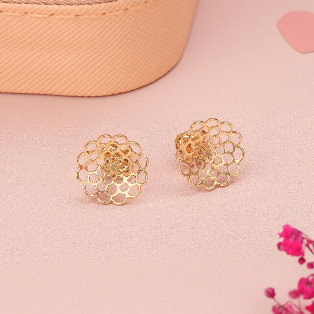 14KT Golden Flora Stud Earrings,,hi-res image number null