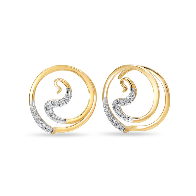 14KT Yellow Gold Gleaming Diamond Hoop Earrings,,hi-res image number null