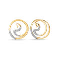 14KT Yellow Gold Gleaming Diamond Hoop Earrings,,hi-res view 3