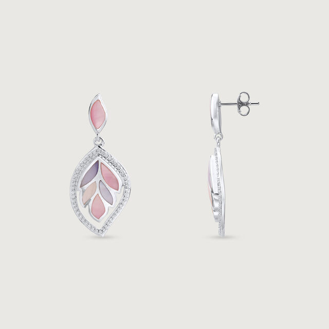 Mother of Pearl Pastel Silver Drop Earrings,,hi-res image number null