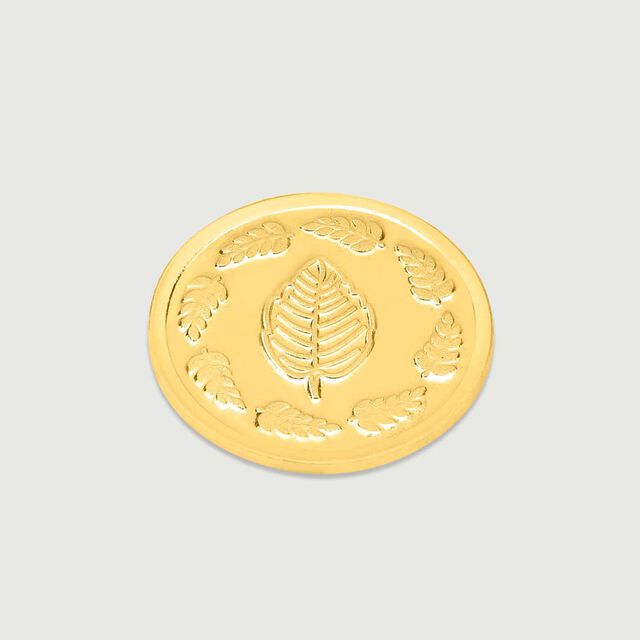 1 GM 24 Karat Tulsi Leaf Gold Coin,,hi-res image number null