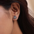 Bubbly Bliss 14KT Diamond & London Blue Topaz Stud Earrings,,hi-res view 2