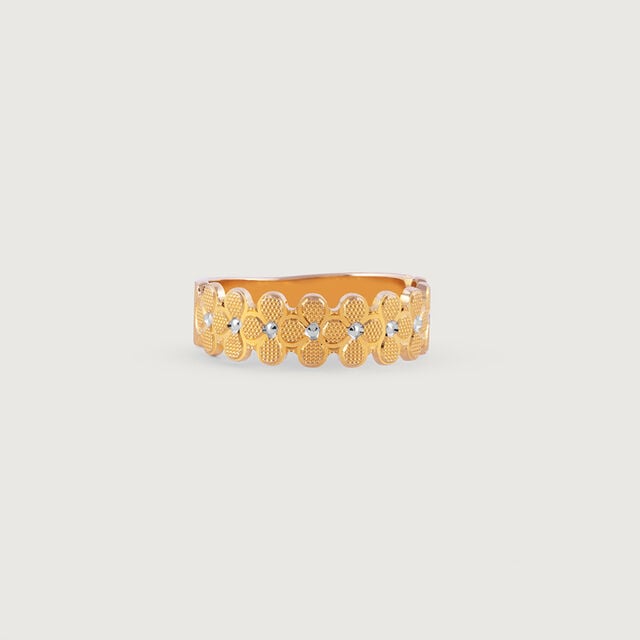 Textured Floral Gold Finger Ring,,hi-res image number null