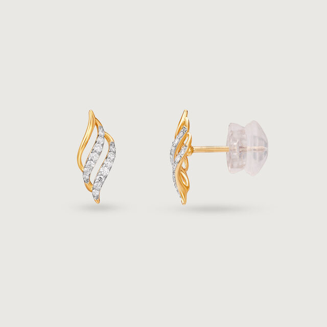 Timeless Swirl Gold & Diamond Stud Earrings,,hi-res image number null