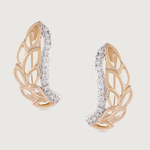 Leafy Radiant Gold & Diamond Hoop Earrings