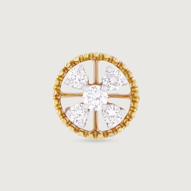 Bloom Circle Gold and Diamond Nose Pin,,hi-res image number null