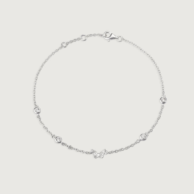 Butterfly Bliss Silver Anklet for Women,,hi-res image number null