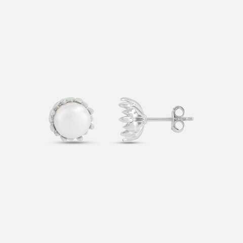 Gorgeous Pearl Silver Stud Earrings