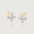 Lotus Elegance Pearl Diamond Drop Earrings,,hi-res view 3