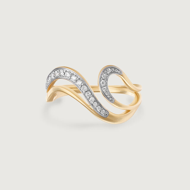 Eternal Wave 14 Kt Gold & Diamond Finger Ring,,hi-res image number null