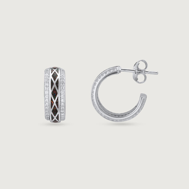 Mosaic Crush Silver Hoop Earrings,,hi-res image number null