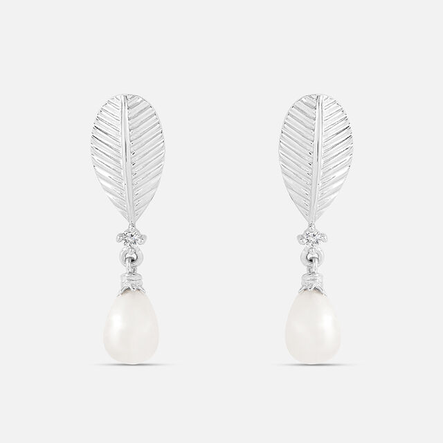 Whispering Pearl Silver Drop Earrings,,hi-res image number null