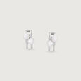 Duo Glow Silver Hoop Earrings,,hi-res view 5