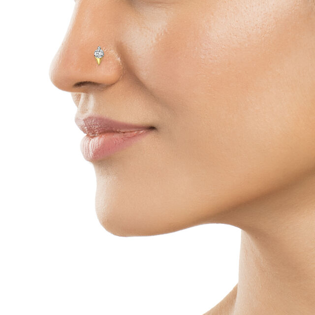 18kt Yellow Gold Delicate Nose Pin,,hi-res view 3