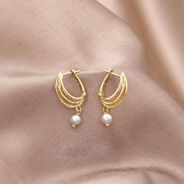 Stellar Loop Pearl Hoop Earrings,,hi-res image number null