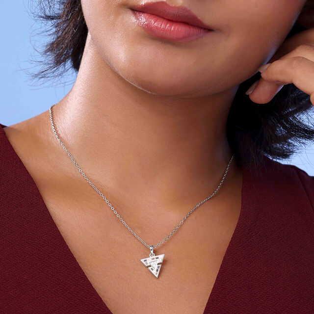 Bold Geometric Silver Pendant,,hi-res image number null