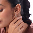 Intricate Lattice Gold & Diamond Stud Earrings,,hi-res view 2