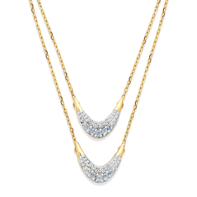 14KT Yellow Gold Waterfall Symphony Blue Topaz Necklace,,hi-res image number null
