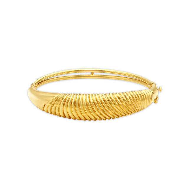 Sophisticated Yellow Gold Ribbed Bangle,,hi-res view 1