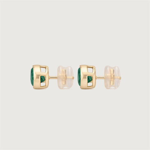 Refined Polished Emerald Gold Stud Earrings