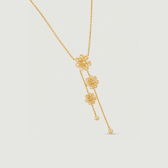 Radiant Floral Gold Lariat Necklace,,hi-res image number null