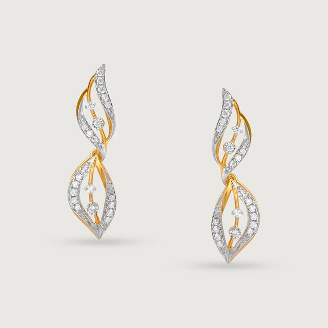 Rhythmic River 18 Kt Gold & Diamond Drop Earrings,,hi-res image number null