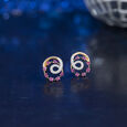 Groovy Glam Gold & Sapphire Stud Earrings,,hi-res view 1