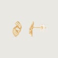 Twisted Rhythm Gold Stud Earrings,,hi-res view 3