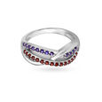 925 Silver Enchanting Wavy Ring with Garnets and Sapphires,,hi-res view 2