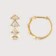 Modern Chic Gold & Diamond Hoop Earrings,,hi-res view 4