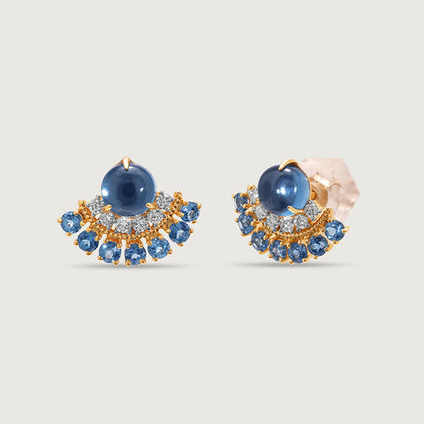 Bubbly Bliss 14KT Diamond & London Blue Topaz Stud Earrings