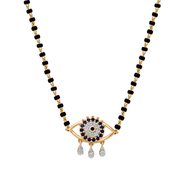 14 KT Lustrous Sapphire and Diamond Evil Eye Mangalsutra,,hi-res view 1