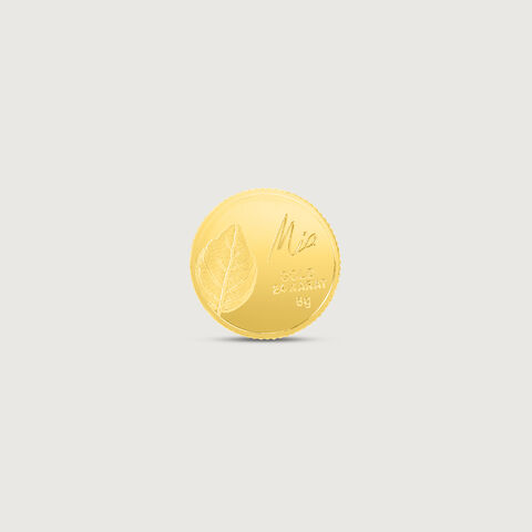 5 gm 24 Karat Tulsi Leaf Gold Coin (9999 Purity)