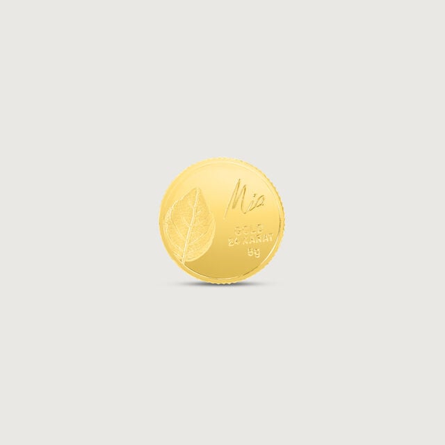 5 gm 24 Karat Tulsi Leaf Gold Coin (9999 Purity),,hi-res image number null