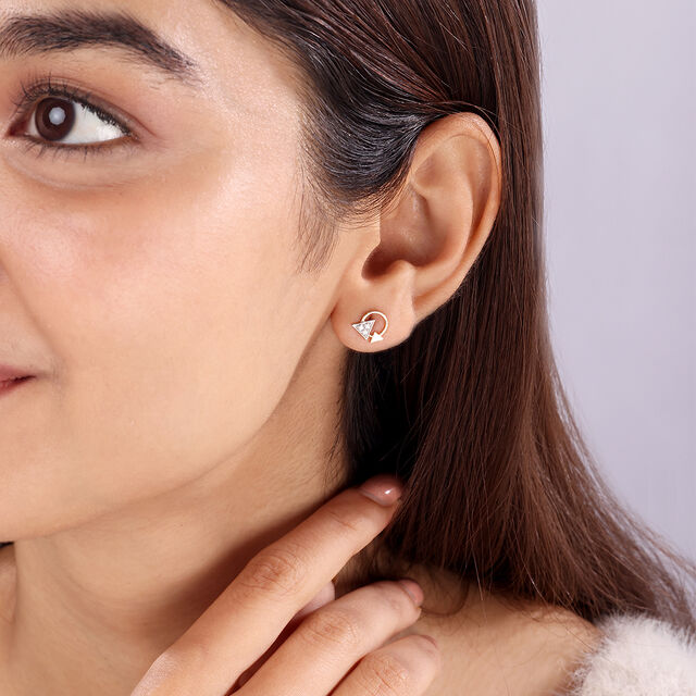 Dainty Triangles Diamond 14KT Yellow Gold Stud Earrings,,hi-res image number null
