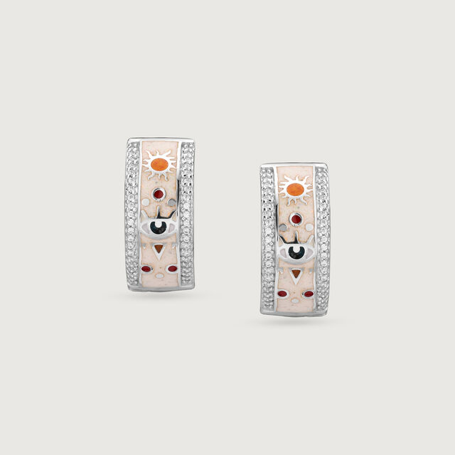 Stellar Guard Silver Hoop Earrings,,hi-res image number null
