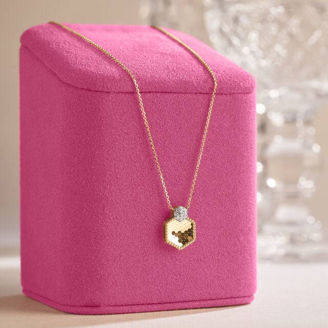 Luminous Hexagonal Diamond Necklace,,hi-res image number null