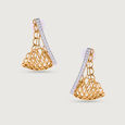 Chic Mesh Gold & Diamond Hoop Earrings,,hi-res view 2