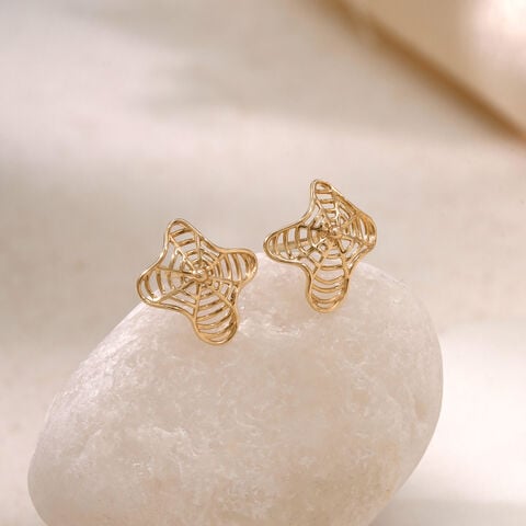Fluid Bloom Gold Stud Earrings