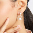 Radiant Pearl Silver Hoop Earrings,,hi-res view 2