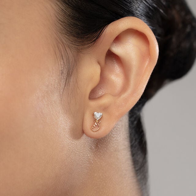 Korean Love 14 kt Gold & Diamond Stud Earrings,,hi-res image number null