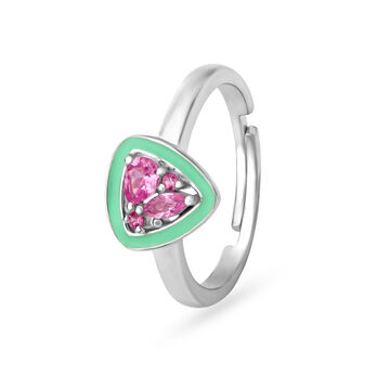 925 Silver Eclectic Triangle Enamel Ring