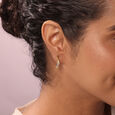 Serenity Curve 14 Kt Gold & Diamond Hoop Earrings,,hi-res view 2